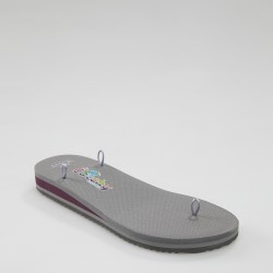 Gri- Bordo Şeritli Düz Sandalet Tabanı